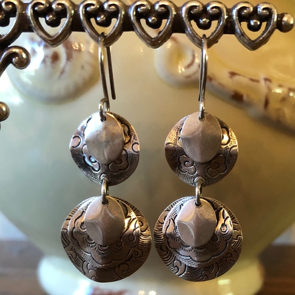 Vintage Silpada Cha-Cha Sterling Silver Disc Earrings W2057 - Picture 8 of 13